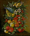 Copy of a fairly generic floral still life. Size: 40x48mm